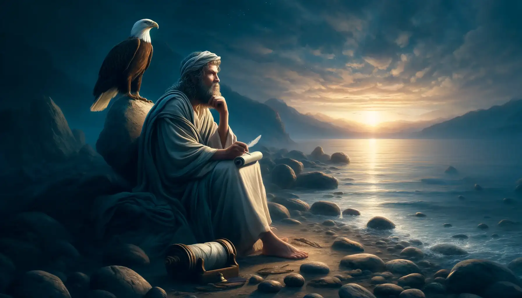 Jesus teaching disciples representing themes from the Gospel of John.