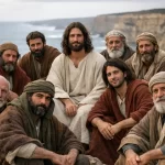 The Twelve Apostles of Jesus Christ gathered together in biblical era setting representing apostolic authority and early church foundation.