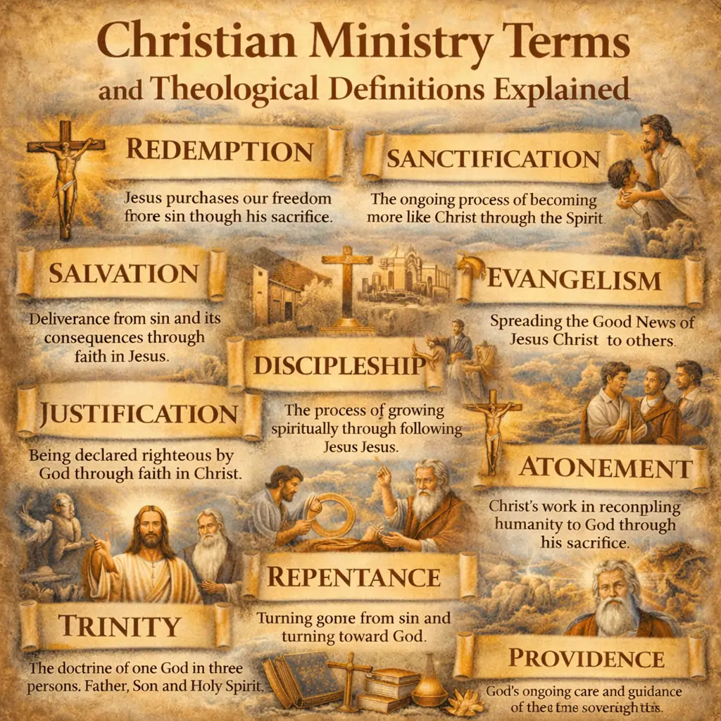 Christian ministry terms and theological definitions explained for biblical study.